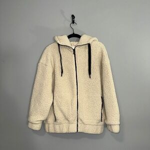 Aerie OFFLINE Plush Sherpa Fleece Zip Up‎ Hoodie Cream XS